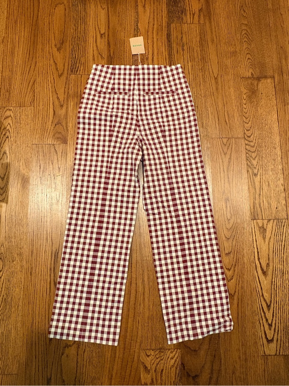Boden Gingham Pants in Red and White - Picture 4 of 6